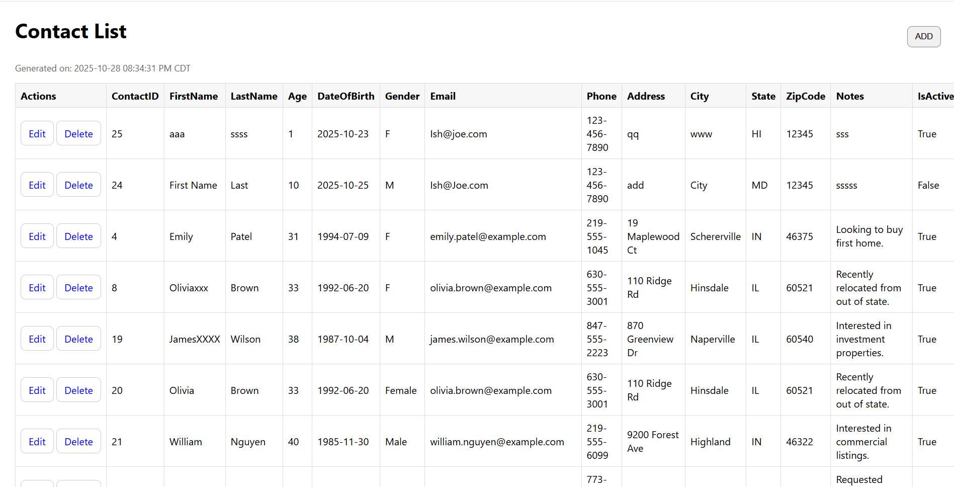 Screenshot of Azure Function App HTML CRUD microservice